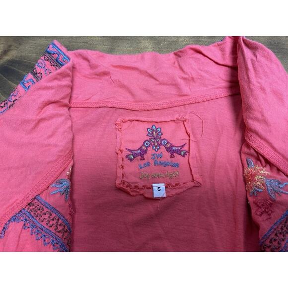 Johnny Was Sweater Women Small Coral Embroidered Jacket Open Cardigan Shrug Boho - Picture 10 of 14